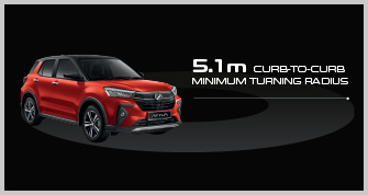 5.1m curb-to-curb minimum turning radius | Perodua Ativa - 5 Seater SUV